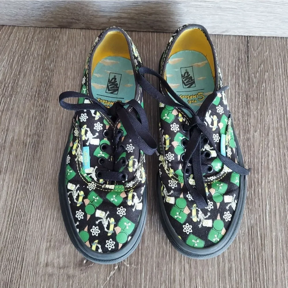 Vans The Simpsons Glow in Dark Bart Kids Size 2.5 Skateboard Skeleton Shoe